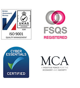 Certified ISO9001, FSQS and Cyber Essentials